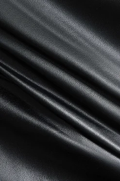 Solid Faux Leather Asymmetrical Zipper Shorts