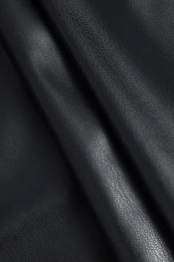 Solid Faux Leather Button Asymmetrical Skirt
