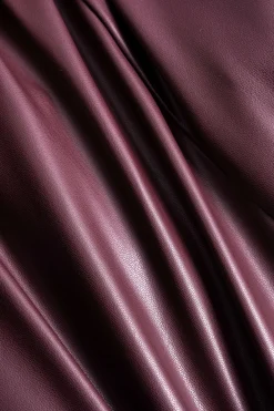 Solid Faux Leather Double Breasted Jacket