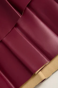 Solid Faux Leather Pleated Asymmetrical Skirt