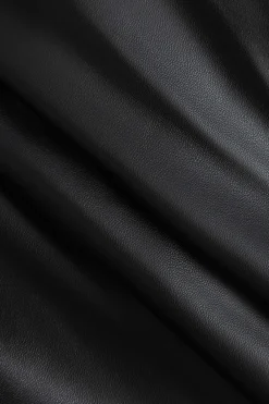 Solid Faux Leather Ruched Skirt