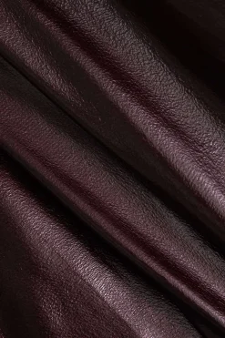 Solid Faux Leather Ruched Skirt