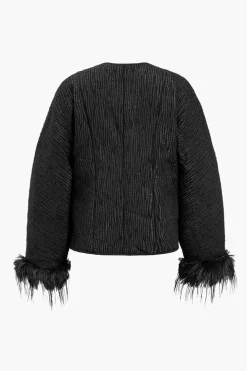Solid Faux Leather Tie-Up Puffer