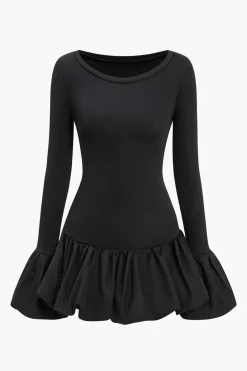 Solid Flared Mini Dress