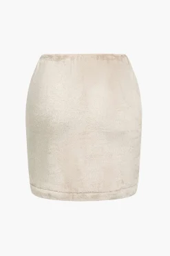 Solid Fleece Button Skirt Set
