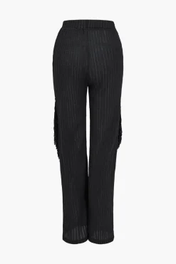 Solid Fringe Backless Asymmetrical Trouser Set
