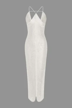 Solid Fringe Cut Out Slit Midi Dress