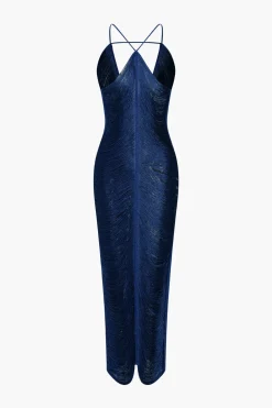 Solid Fringe Cut Out Slit Midi Dress