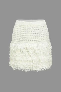 Solid Fringe Sweater Skirt
