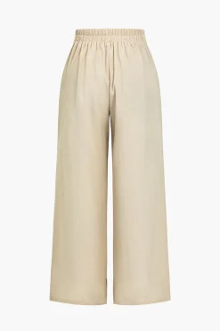 Solid Halter Backless Vest And Wide Leg Pants Set