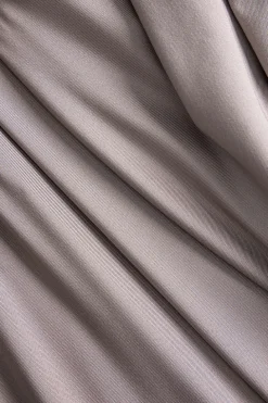 Solid Heart-Shaped Irregular Slit Long Sleeve Midi Dress
