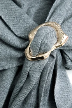 Solid High Slit Knotted Sweater Dress