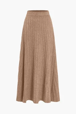 Solid High Waist Sweater Skirt