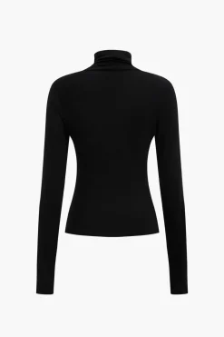 Solid Hollow Out Long-Sleeve Top