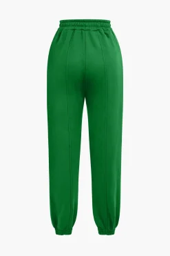 Solid Hooded Cut Out Sweatshirt And Elastic Pants Set
