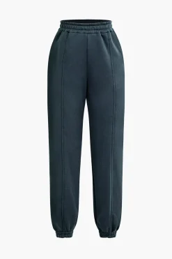 Solid Hooded Cut Out Sweatshirt And Elastic Pants Set