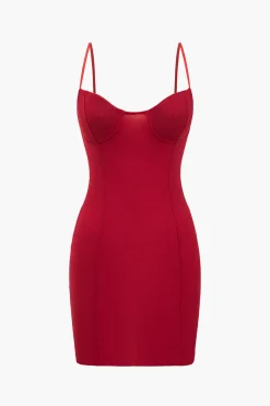 Solid Knit Bustier Slip Mini Dress