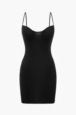 Solid Knit Bustier Slip Mini Dress
