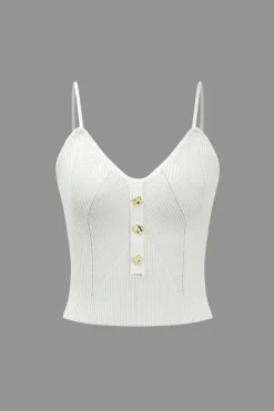 Solid Knit Button Cami Top