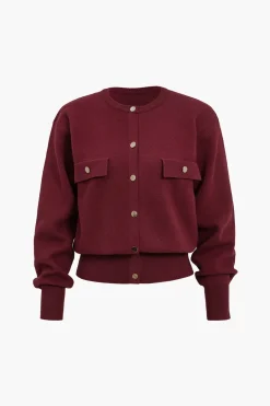 Solid Knit Button Cardigan