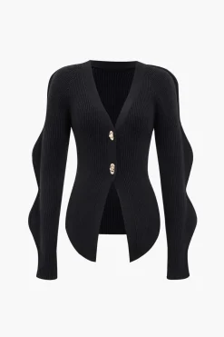 Solid Knit Button Cardigan