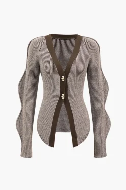 Solid Knit Button Cardigan