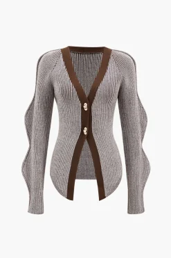 Solid Knit Button Cardigan