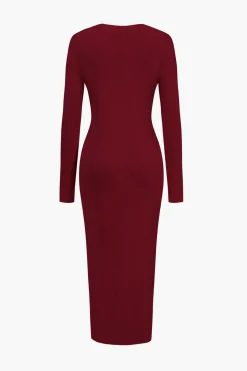 Solid Knit Button Dress