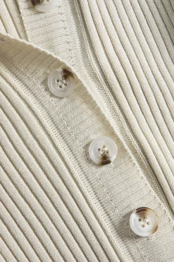 Solid Knit Button Long Sleeve Dress