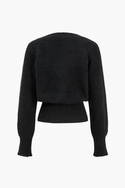 Solid Knit Button Sweater Cardigan