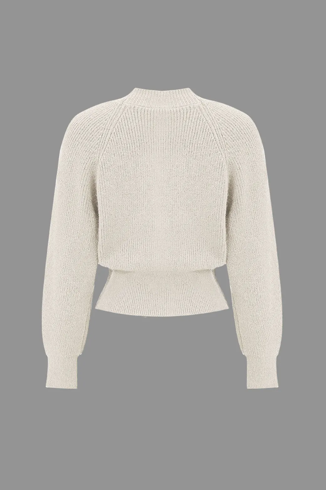 Solid Knit Button V-neck Long Sleeve Cardigan