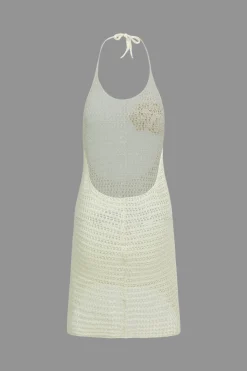 Solid Knit Cut Out Backless Tie-Up Dress