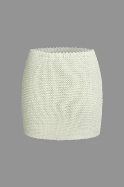 Solid Knit Cut Out Tie-Up Top And Mini Skirt Set