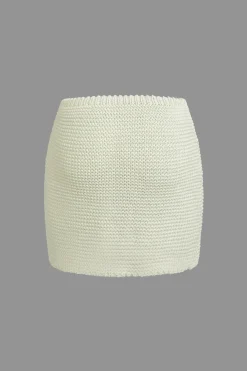 Solid Knit Cut Out Tie-Up Top And Mini Skirt Set