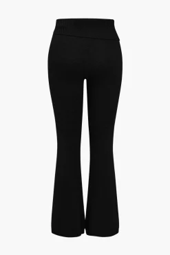 Solid Knit Hooded Top And Asymmetrical Pants Set
