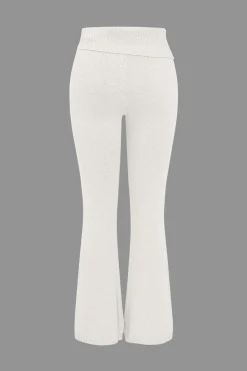 Solid Knit Hooded Top And Asymmetrical Pants Set