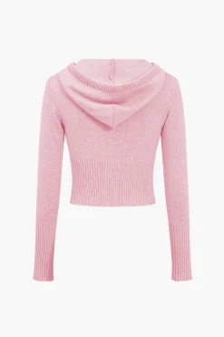 Solid Knit Hooded Top And Asymmetrical Pants Set