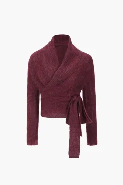 Solid Knit Knot V-neck Asymmetrical Cardigan