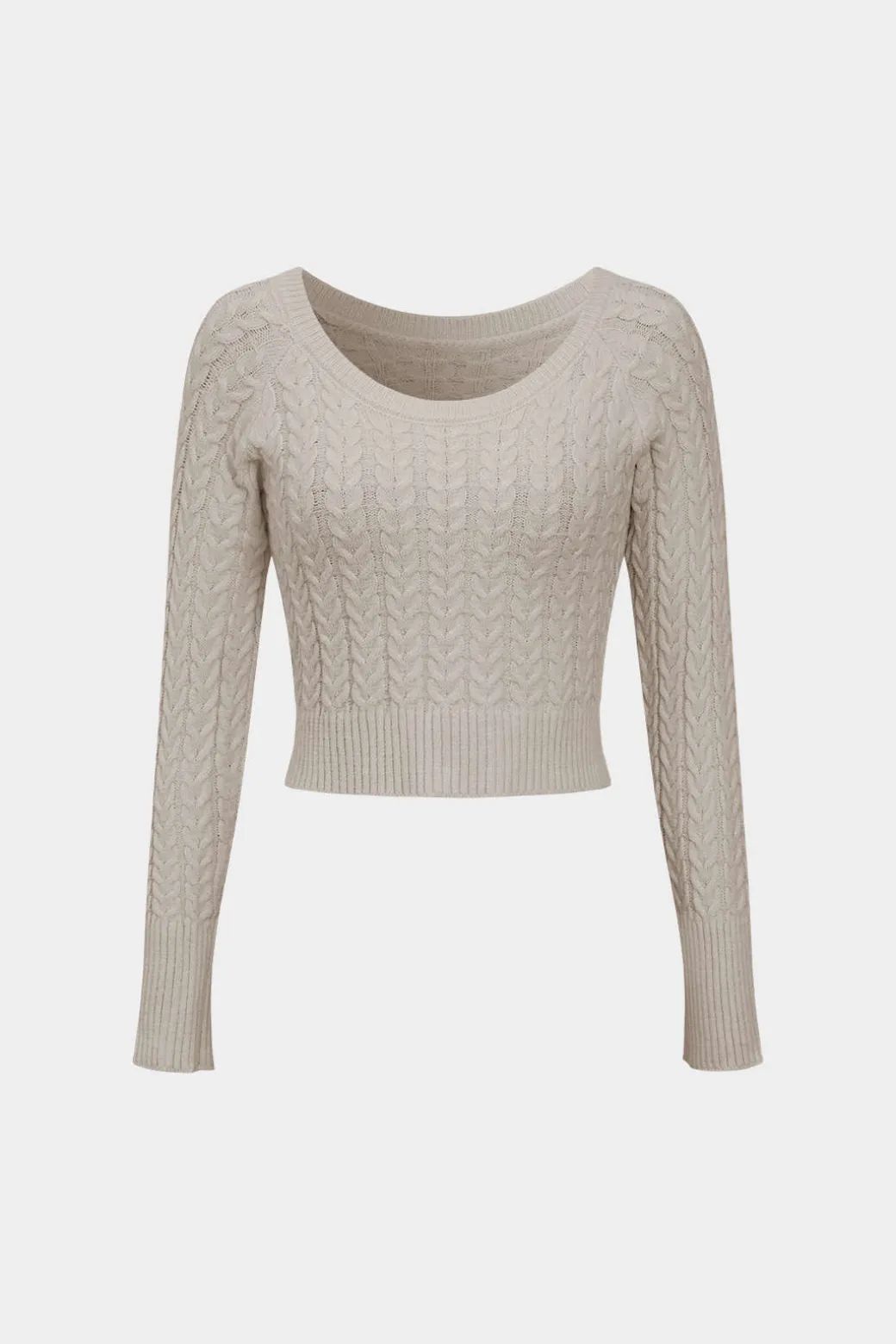 Solid Knit Long Sleeve Top And Slit Skirt Set