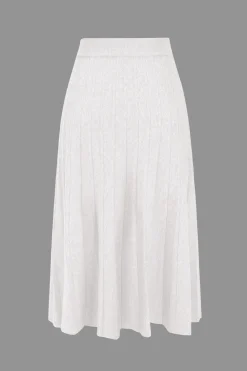 Solid Knit Pleated High Waist Skirt