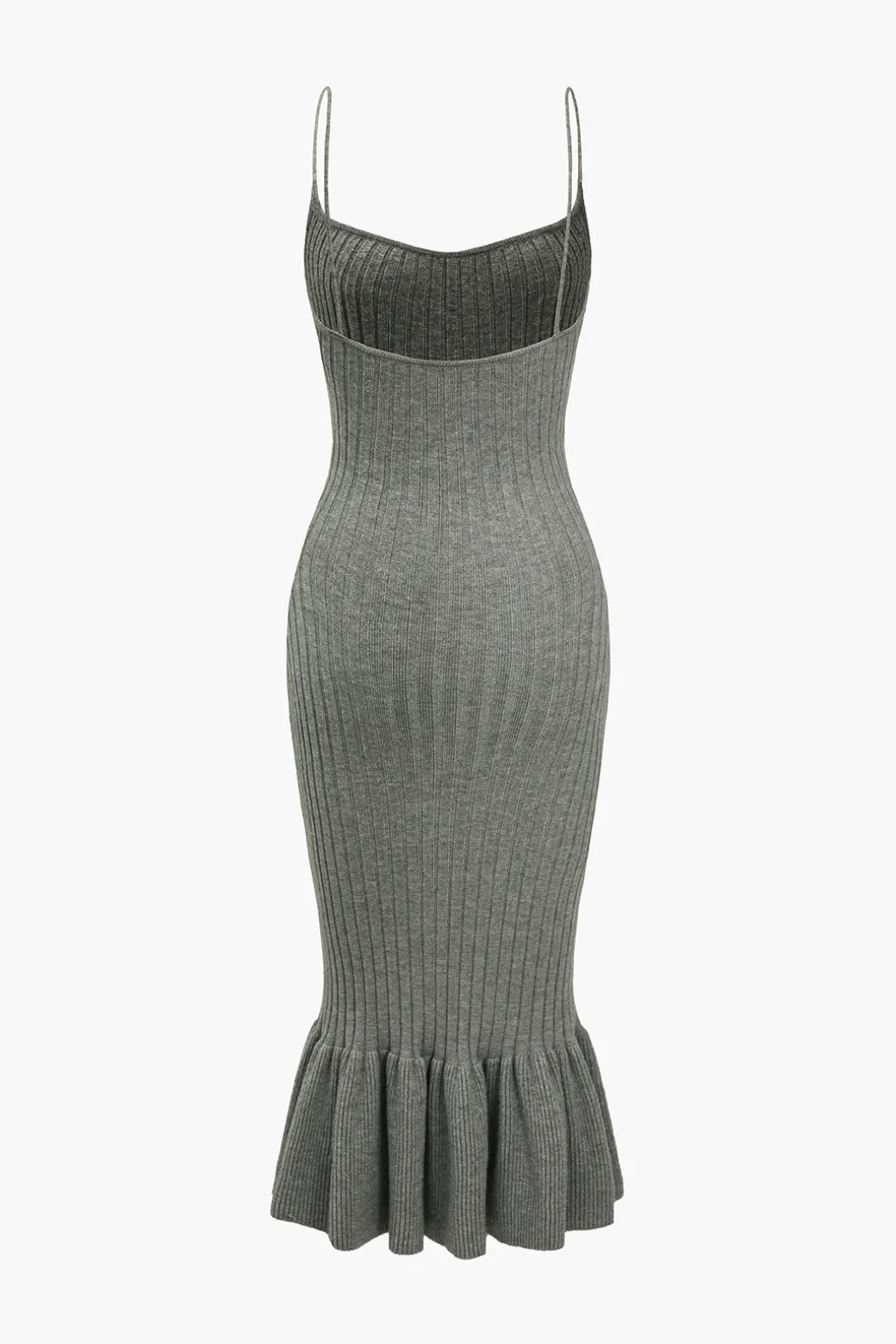 Solid Knit Ruffle Slip Dress