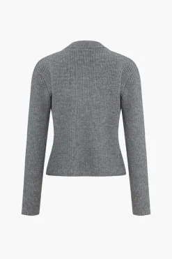 Solid Knit Tie-Up Cardigan