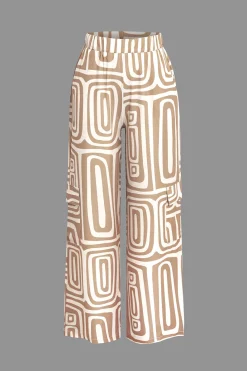 Solid Knot Shirt And Artistic Print Pants Set