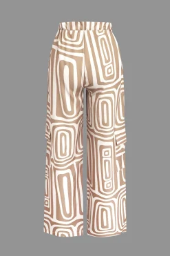 Solid Knot Shirt And Artistic Print Pants Set