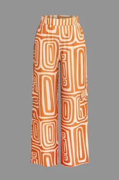 Solid Knot Shirt And Artistic Print Pants Set