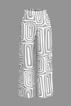 Solid Knot Shirt And Artistic Print Pants Set