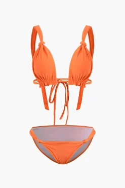 Solid Knot Tie Back Bikini Set