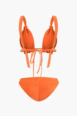 Solid Knot Tie Back Bikini Set