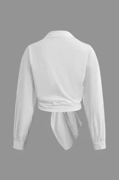 Solid Knotted Long-Sleeve Shirt
