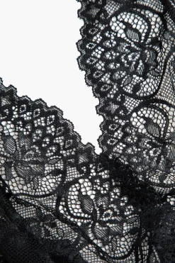 Solid Lace Cut Out Lingerie Garter Set